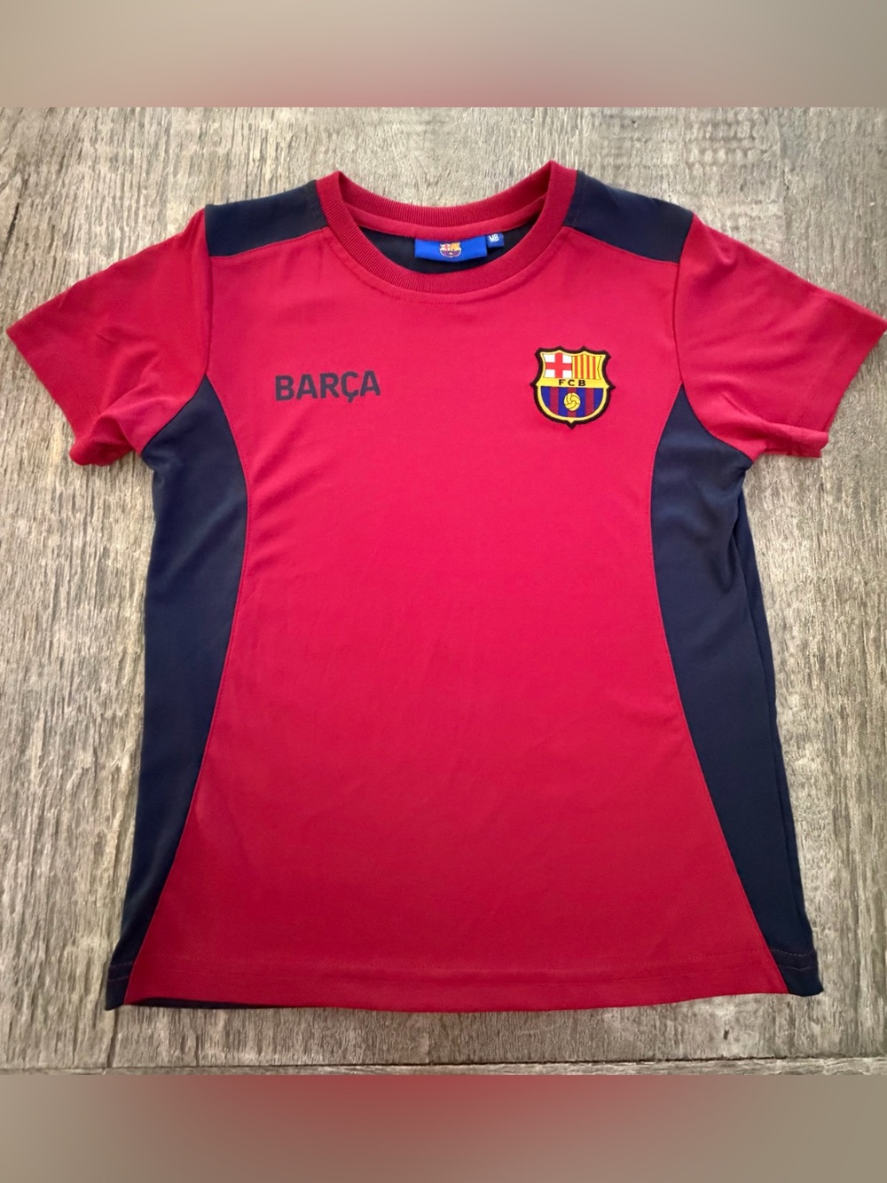 Barcelona Futbol/Soccer Short Sleeve Jersey - Red & Navy - Boys Medium